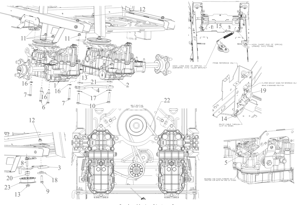 Drive Diagram and Parts List for ZT3-60KW (17AZEAC5A10)(2023) Cub Cadet Lawn Tractor